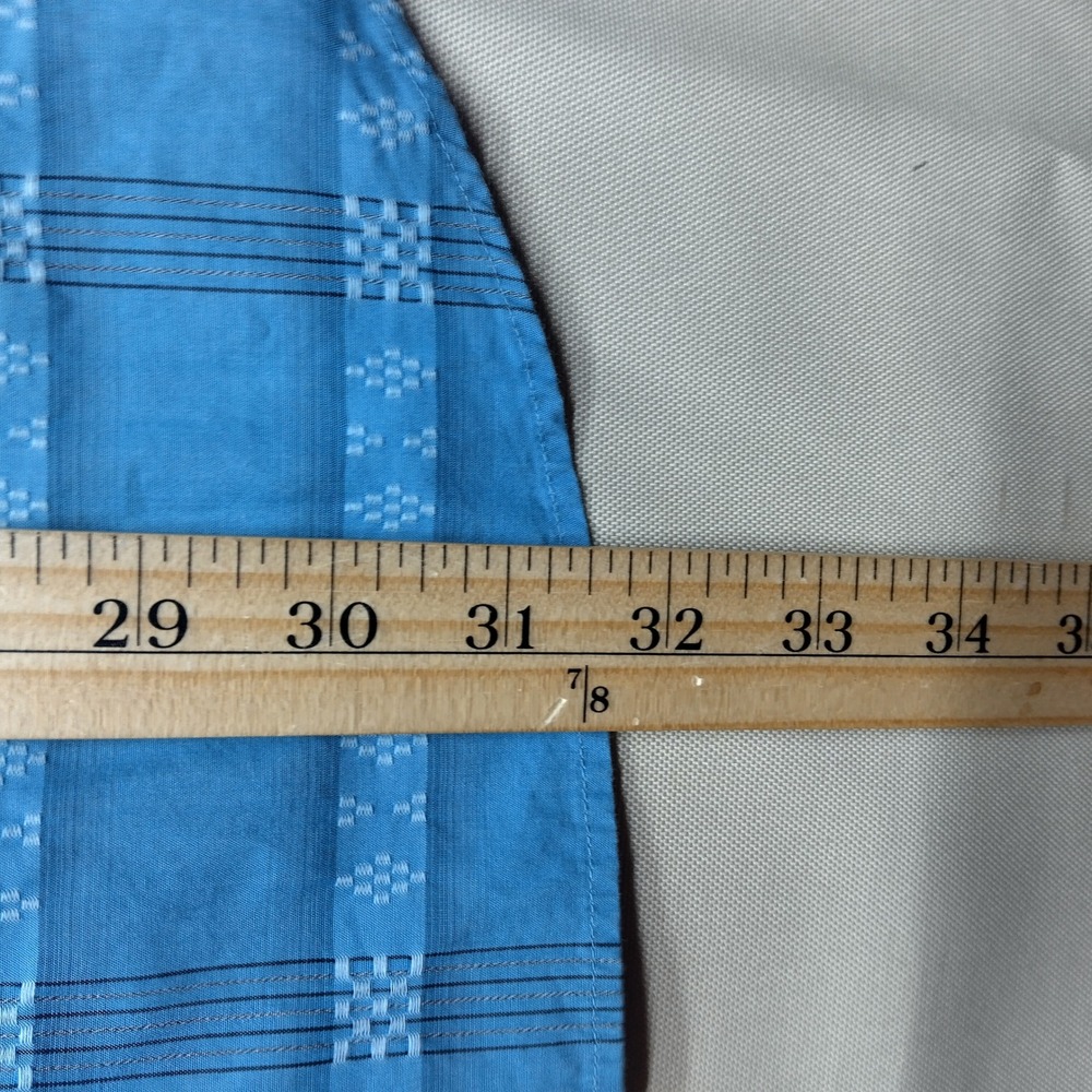 Pendleton Mens Large Blue Dobby Geometric Stripe Cotton Short Sleeve Shirt - Picture 6 of 7